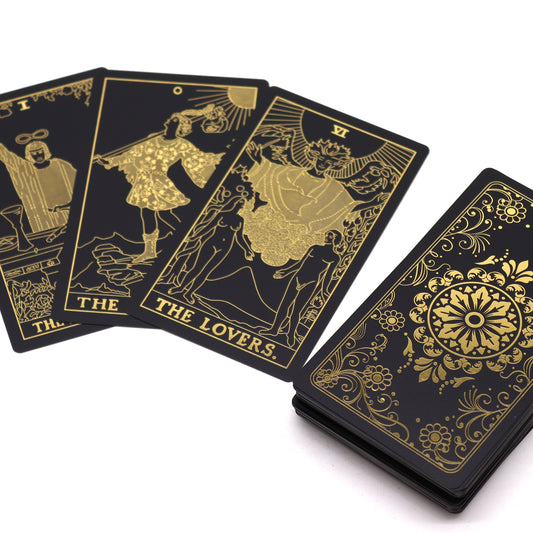 Golden Vision Tarot Set | Luxurious Foil Deck & Guidebook in Gift Box - Crystal Nest