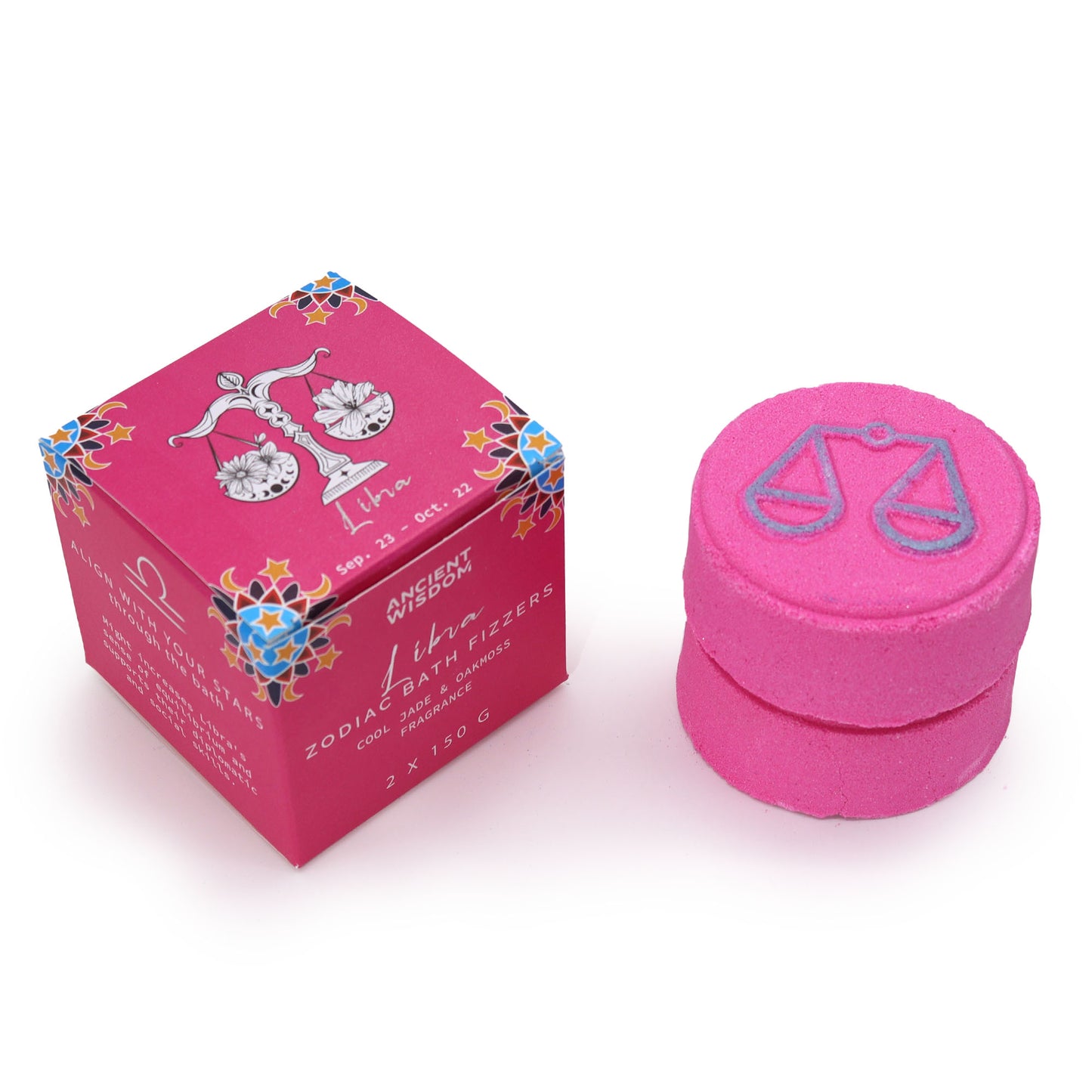 Libra Zodiac Bath Fizzers | Crystal-Inspired Soak with Horoscope Surprise | Set of 2 - Crystal Nest