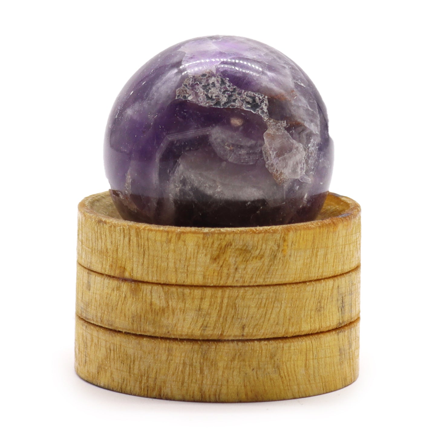 African Amethyst Crystal Sphere with Wooden Stand - Crystal Nest