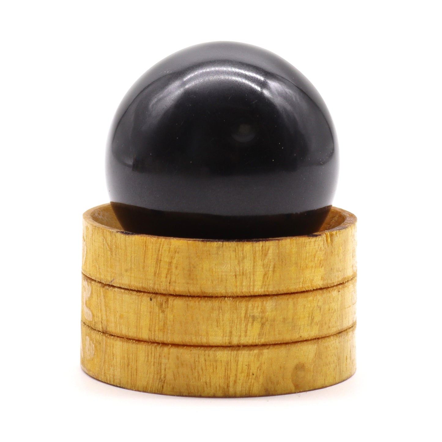 Tourmaline Crystal Sphere with Wooden Stand - Crystal Nest