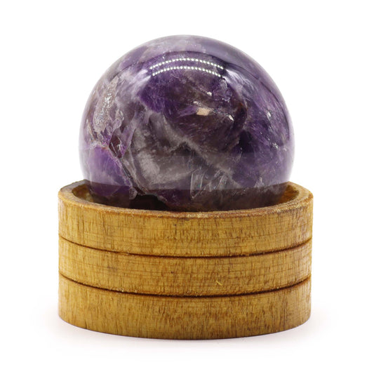 African Amethyst Crystal Sphere with Wooden Stand - Crystal Nest