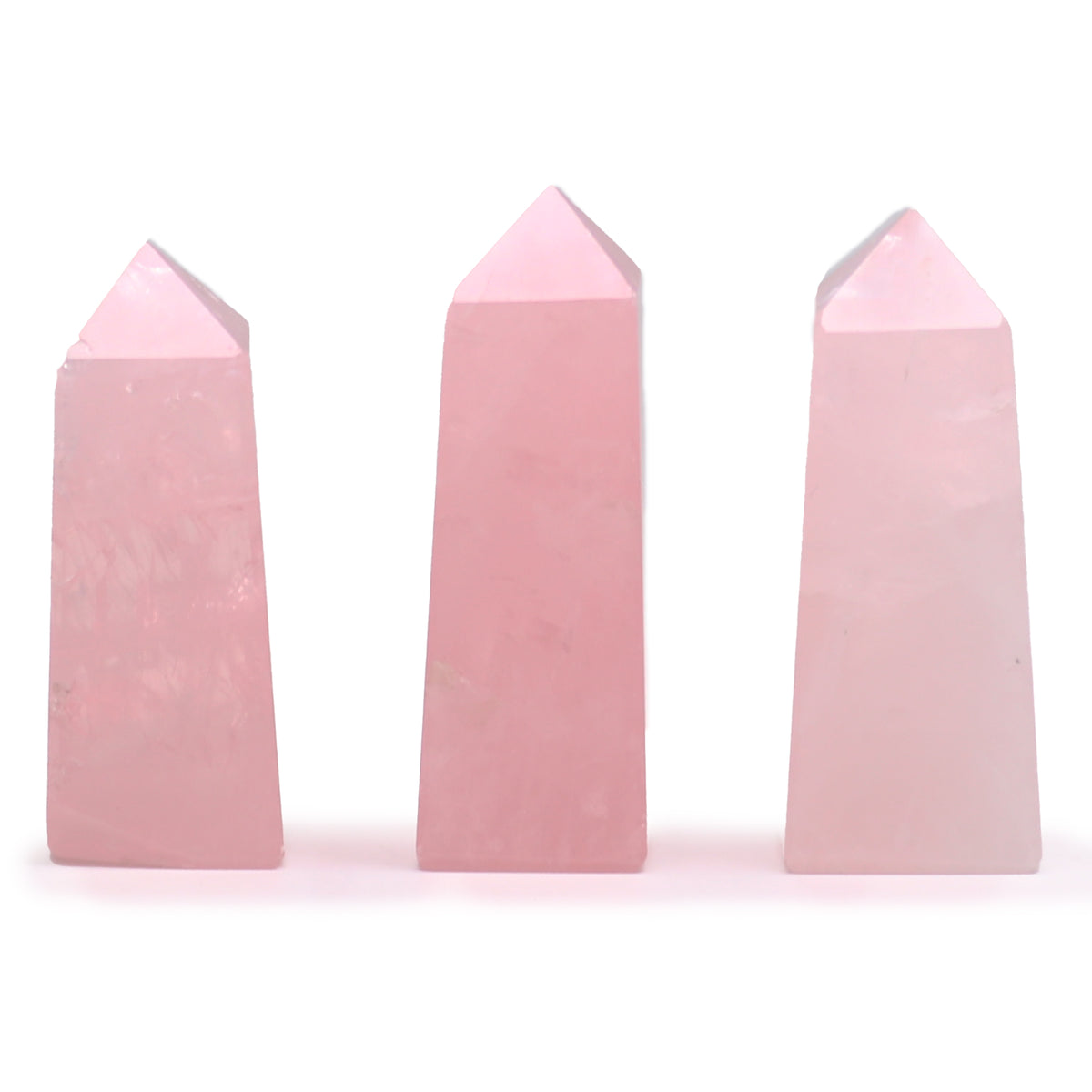 Rose Quartz Obelisk Points | Love, Healing & Self-Care Crystal Towers | Set of 3 - Crystal Nest