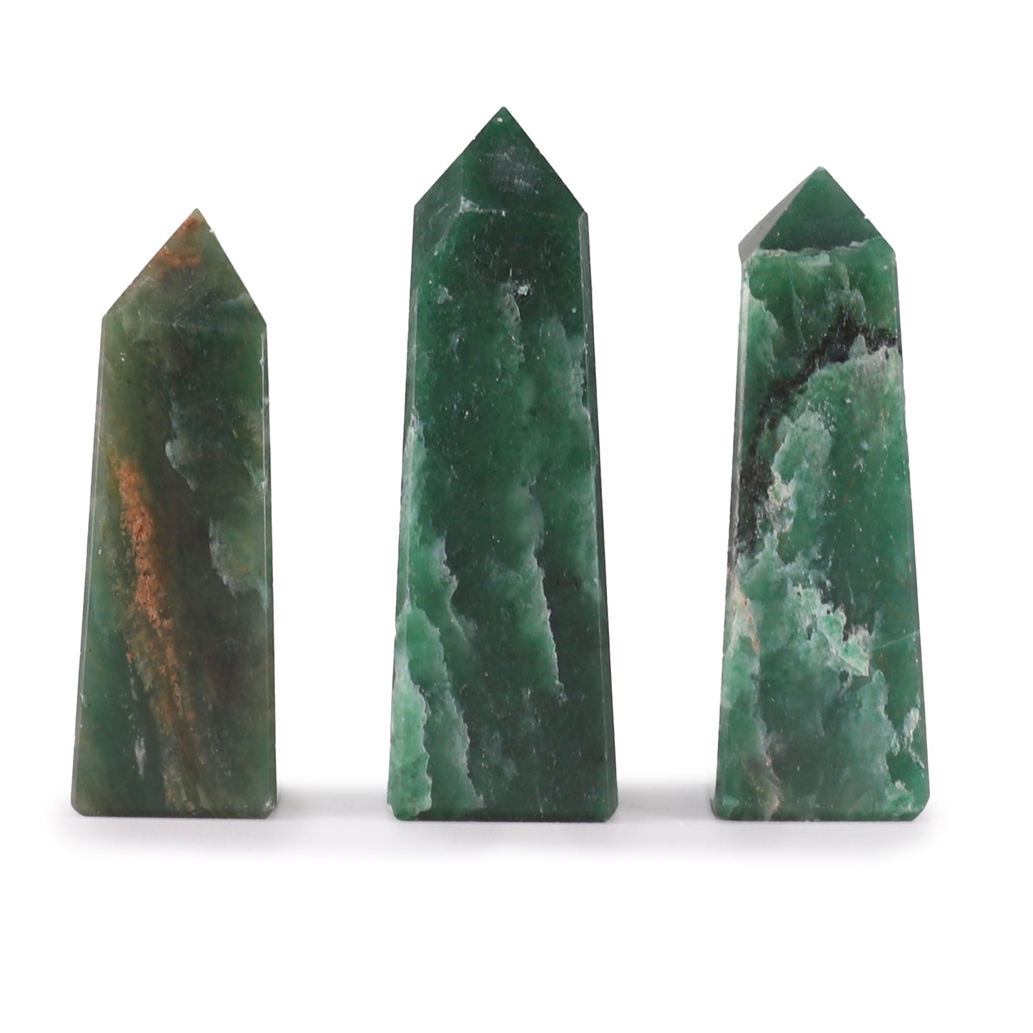 Indian Jade Obelisk Points | Harmony & Prosperity Crystal Towers | Set of 3 - Crystal Nest