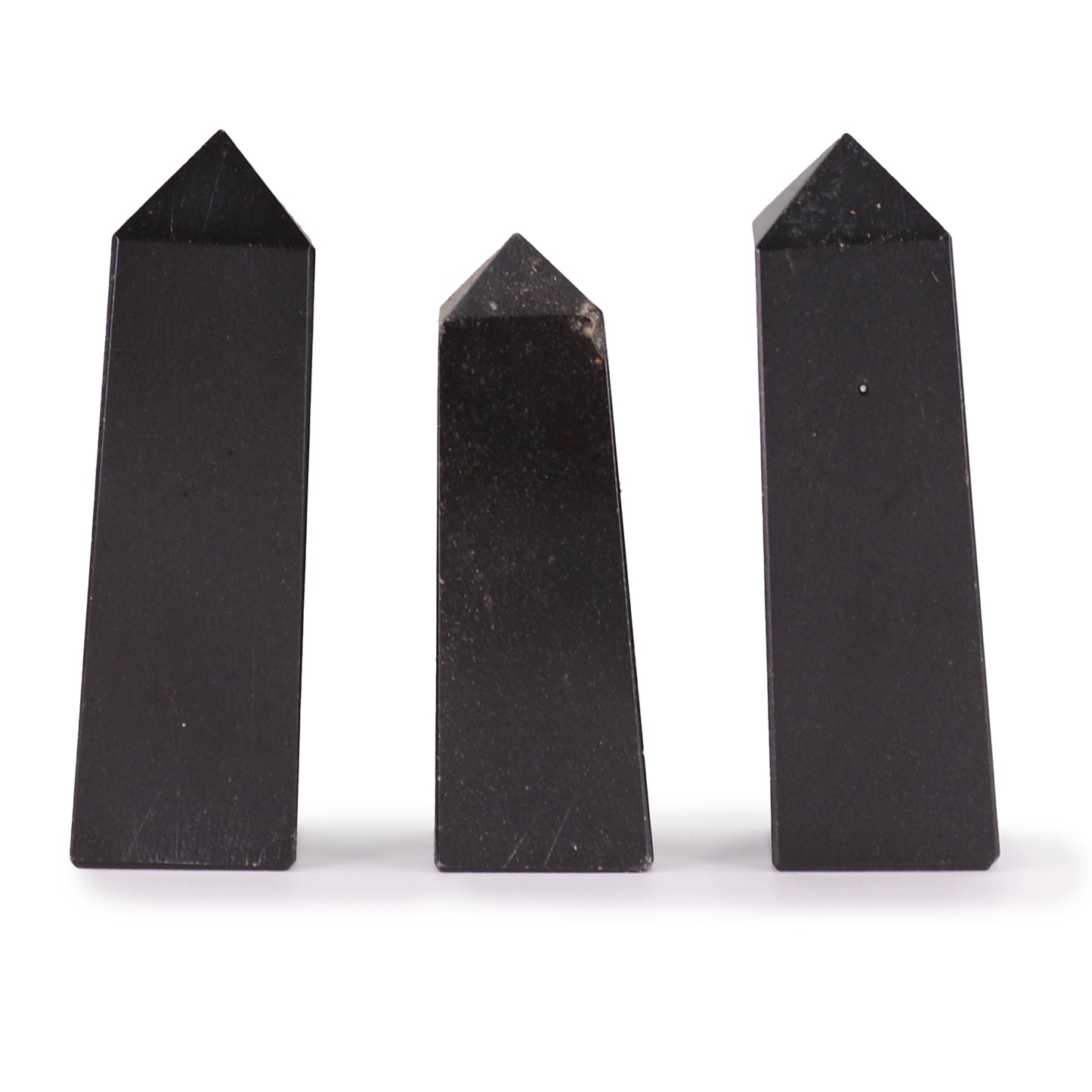 Black Tourmaline Obelisk Points | Protective Crystal Towers | Set of 3 - Crystal Nest