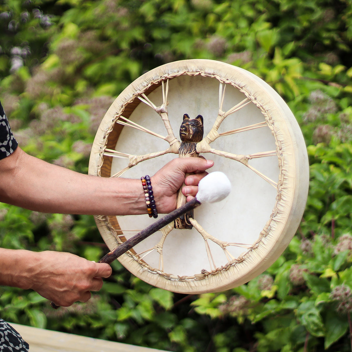 Spirit of the Bear Shaman Drum | 40cm Tunable Frame Drum - Crystal Nest