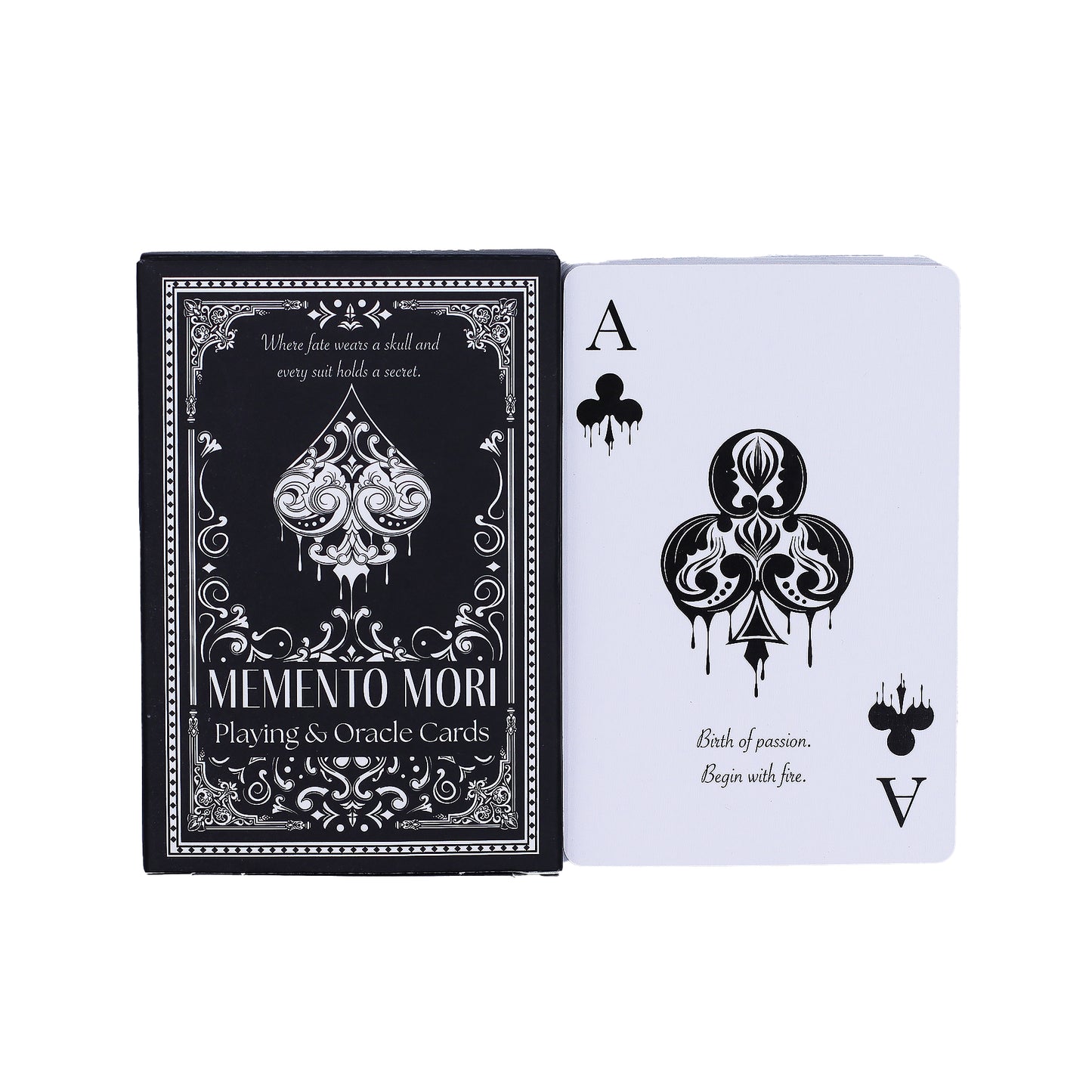 Memento Mori Gothic Playing & Oracle Cards – Skull Divination Deck | 54-Card Set