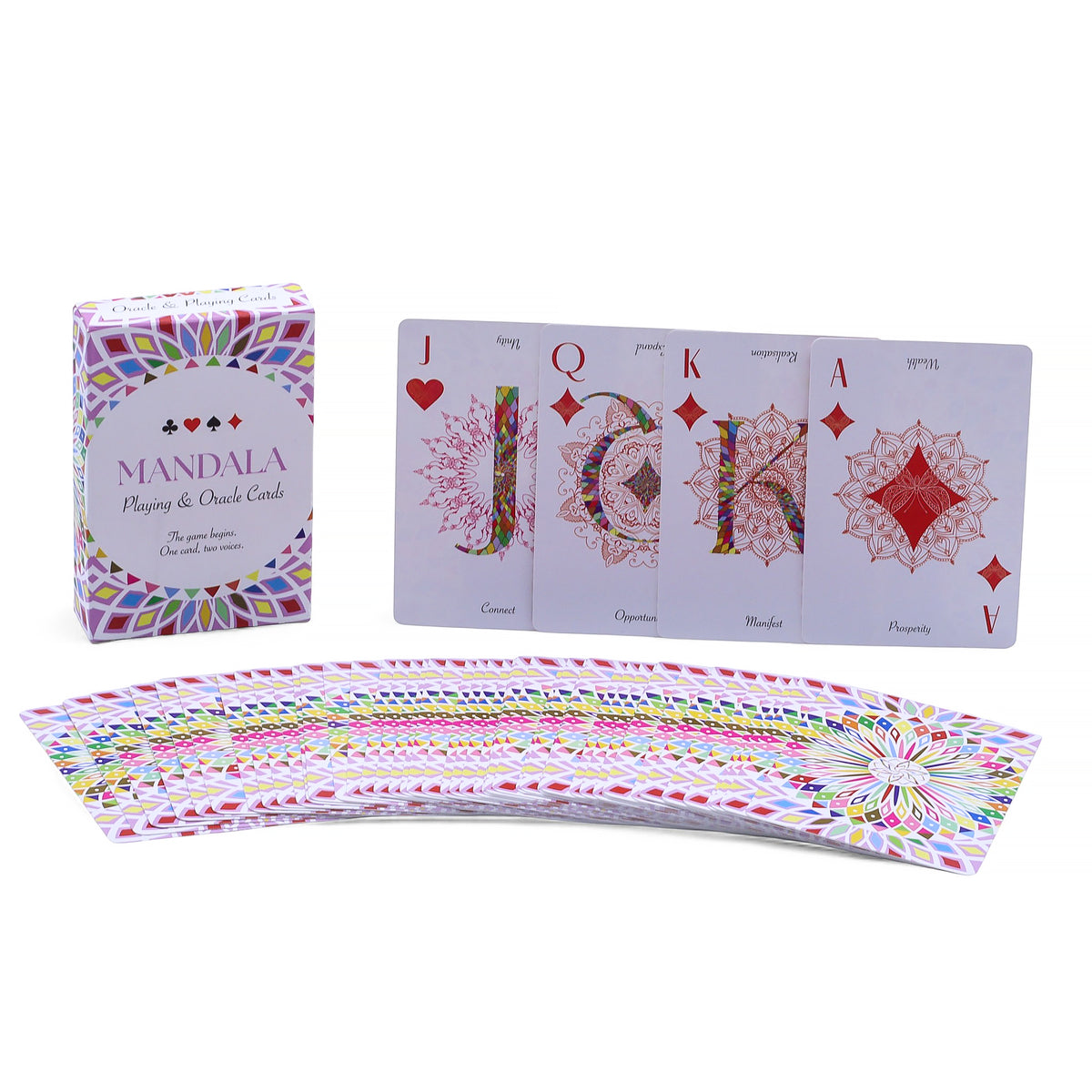 Mandala Playing & Oracle Cards – Kaleidoscope Symmetry Deck | 54-Card Divination & Game Set - Crystal Nest