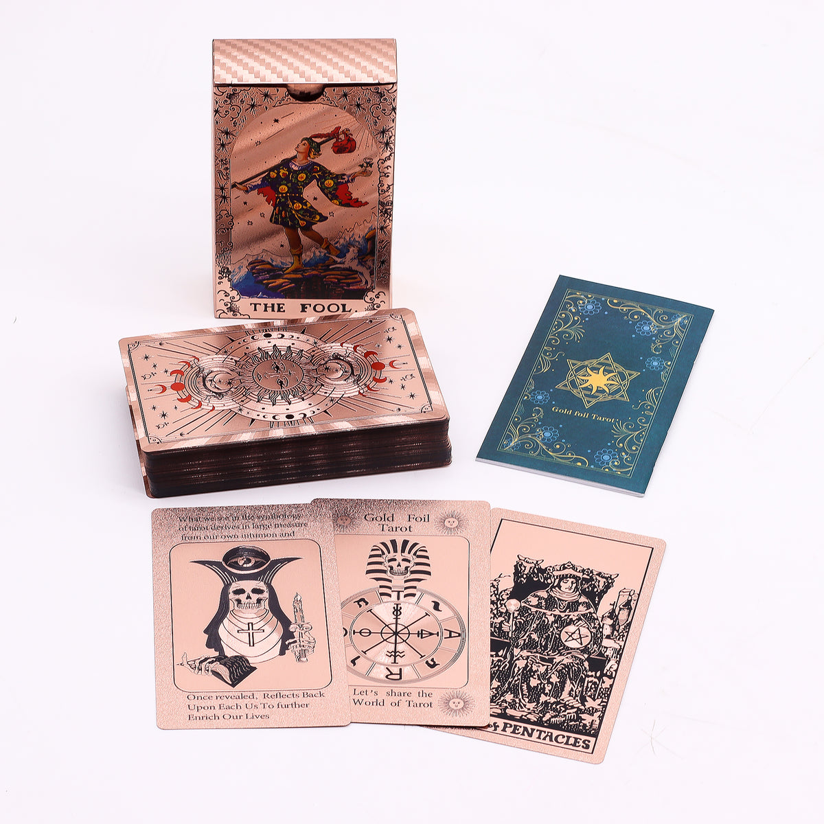 Rose Gold Foil Moon Phase Tarot Card Set | Guidebook Included - Crystal Nest