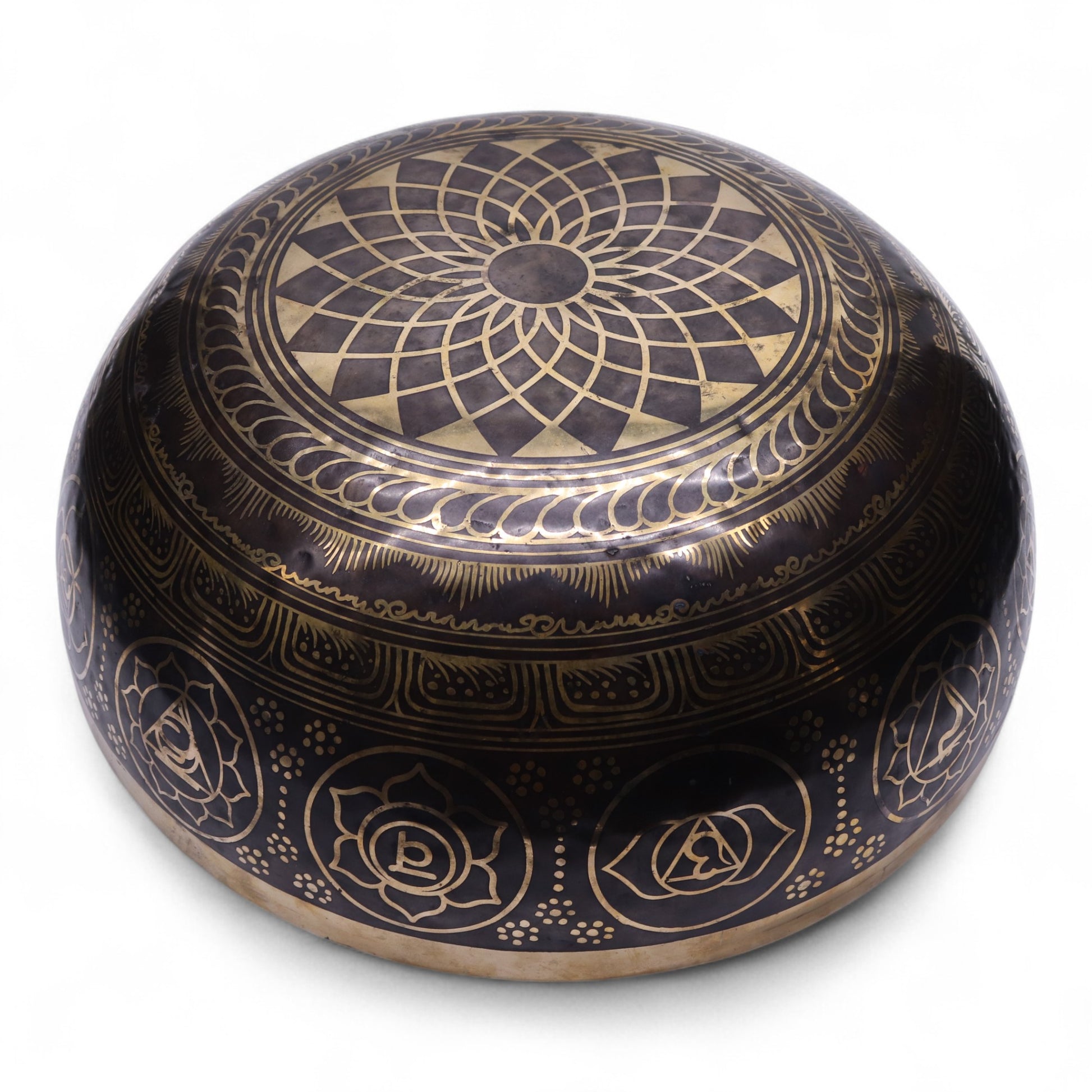Engraved High Vibrational Standing Singing Bowl | Deep Grounding Sound Healing | 50cm - Crystal Nest