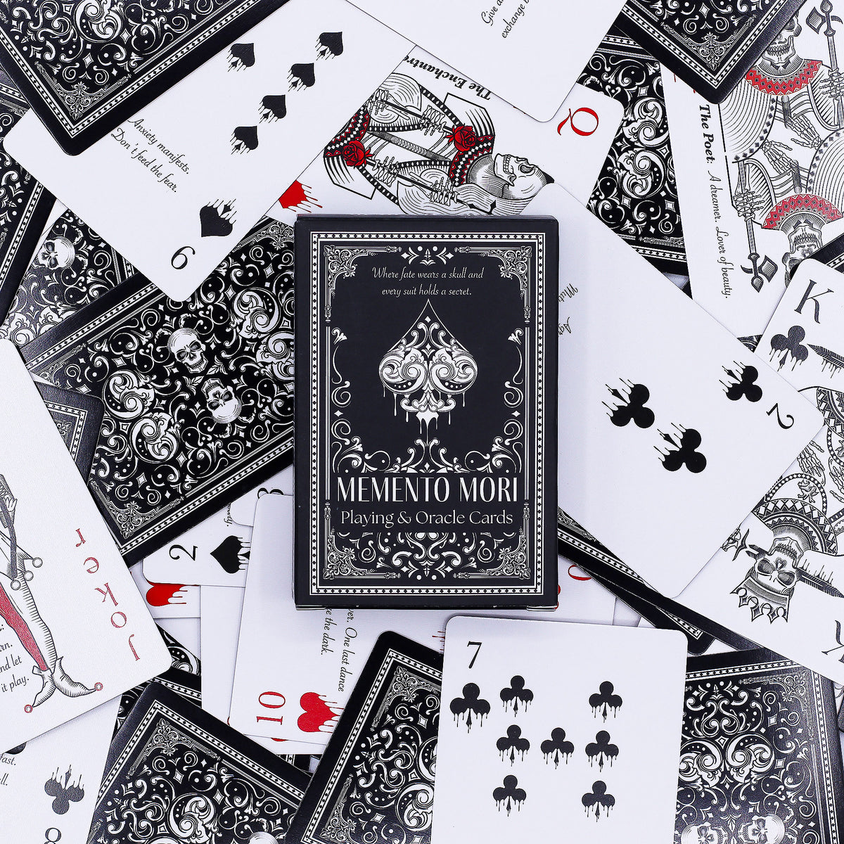 Memento Mori Gothic Playing & Oracle Cards – Skull Divination Deck | 54-Card Set - Crystal Nest