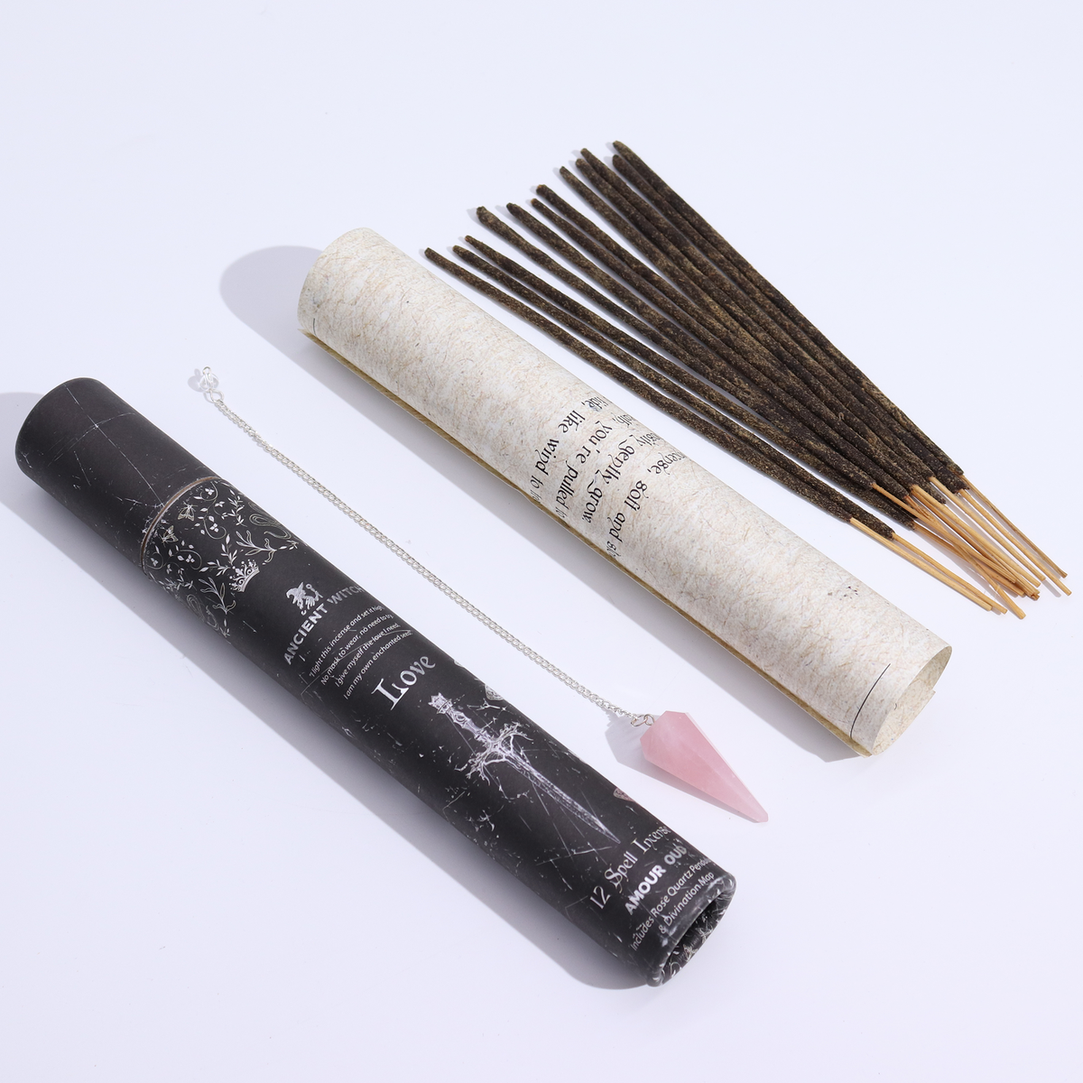 Ancient Witch Love Spell Incense | Oud with Rose Quartz Pendulum & Divination Map - Crystal Nest