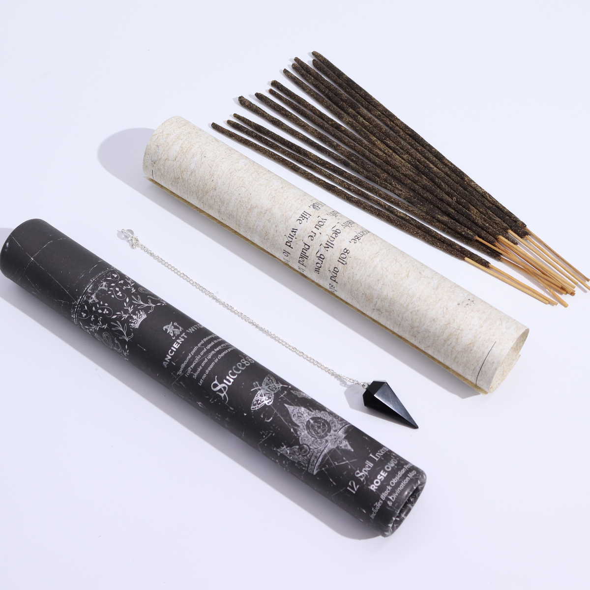 Ancient Witch Success Spell Incense | Oud with Black Obsidian Pendulum & Divination Map - Crystal Nest