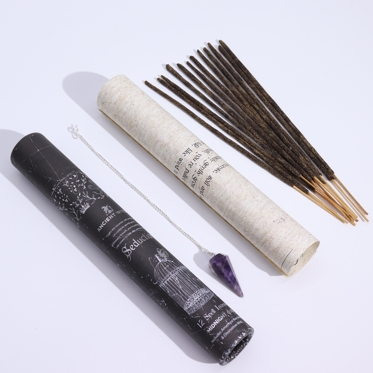 Ancient Witch Seduction Spell Incense | Oud with Amethyst Pendulum & Divination Map - Crystal Nest