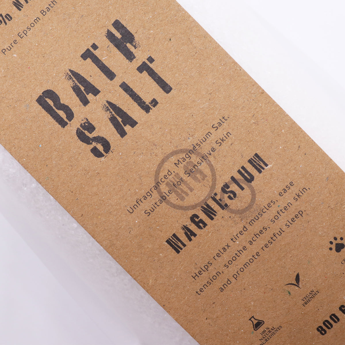Pure Magnesium Epsom Bath Salts | Unfragranced Soak for Sensitive Skin | 800g - Crystal Nest