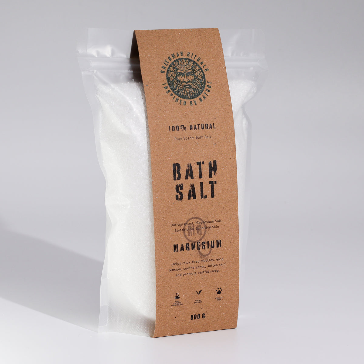 Pure Magnesium Epsom Bath Salts | Unfragranced Soak for Sensitive Skin | 800g - Crystal Nest