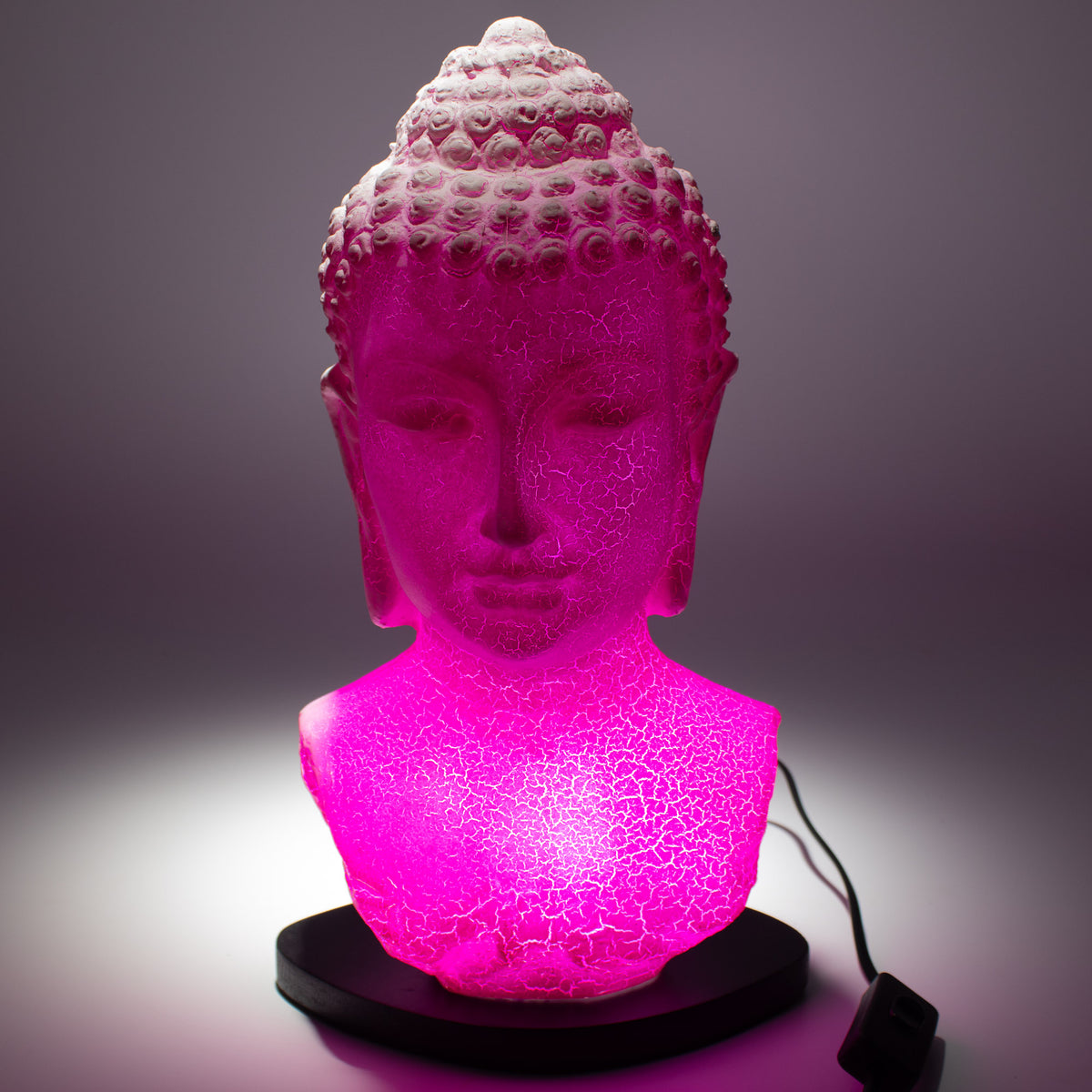 Serenity Buddha Glow Lamp – Cherry Pink Crackle - Crystal Nest
