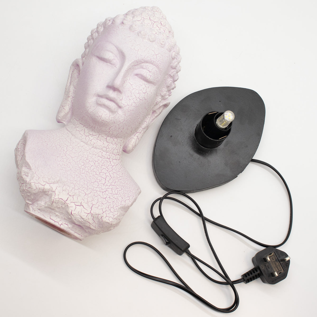 Serenity Buddha Glow Lamp – Cherry Pink Crackle - Crystal Nest