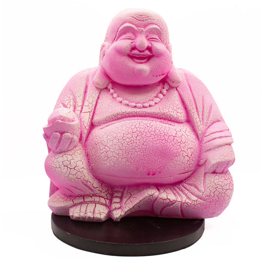 Joyful Buddha Glow Lamp – Pink Crackle - Crystal Nest