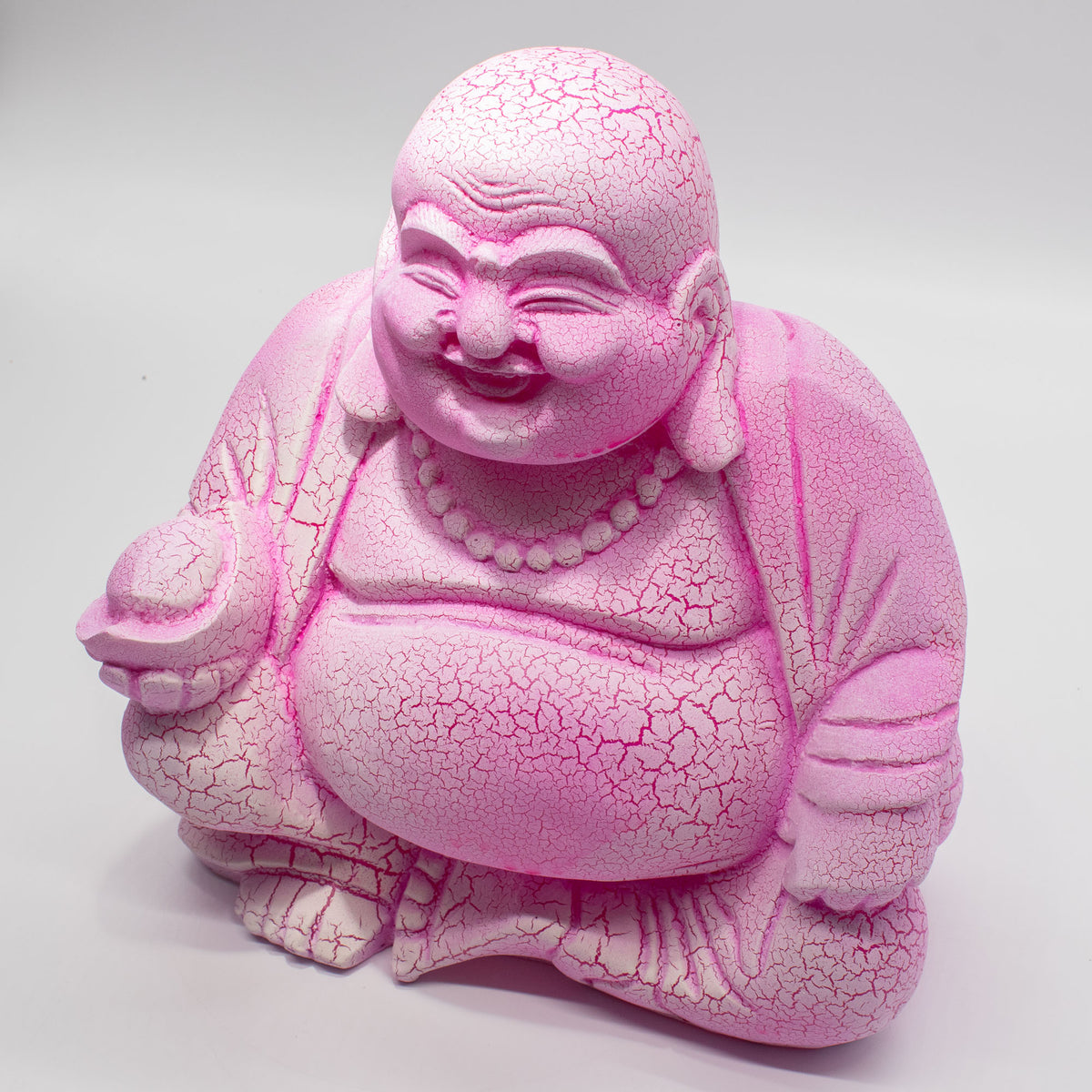Joyful Buddha Glow Lamp – Pink Crackle - Crystal Nest