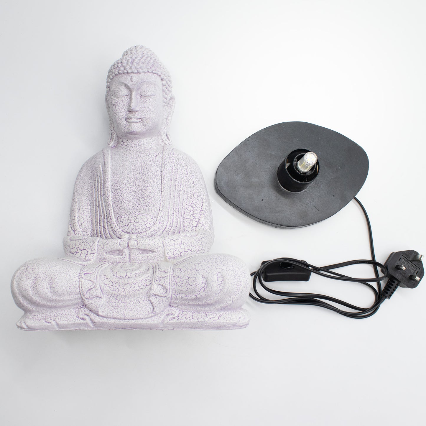 Zen Buddha Glow Lamp – Lavender Crackle - Crystal Nest