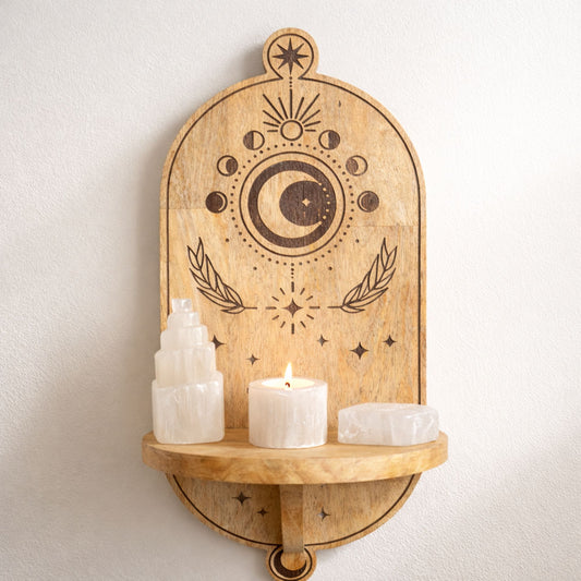 Moon Phase Arch Wall Shelf - Crystal Nest
