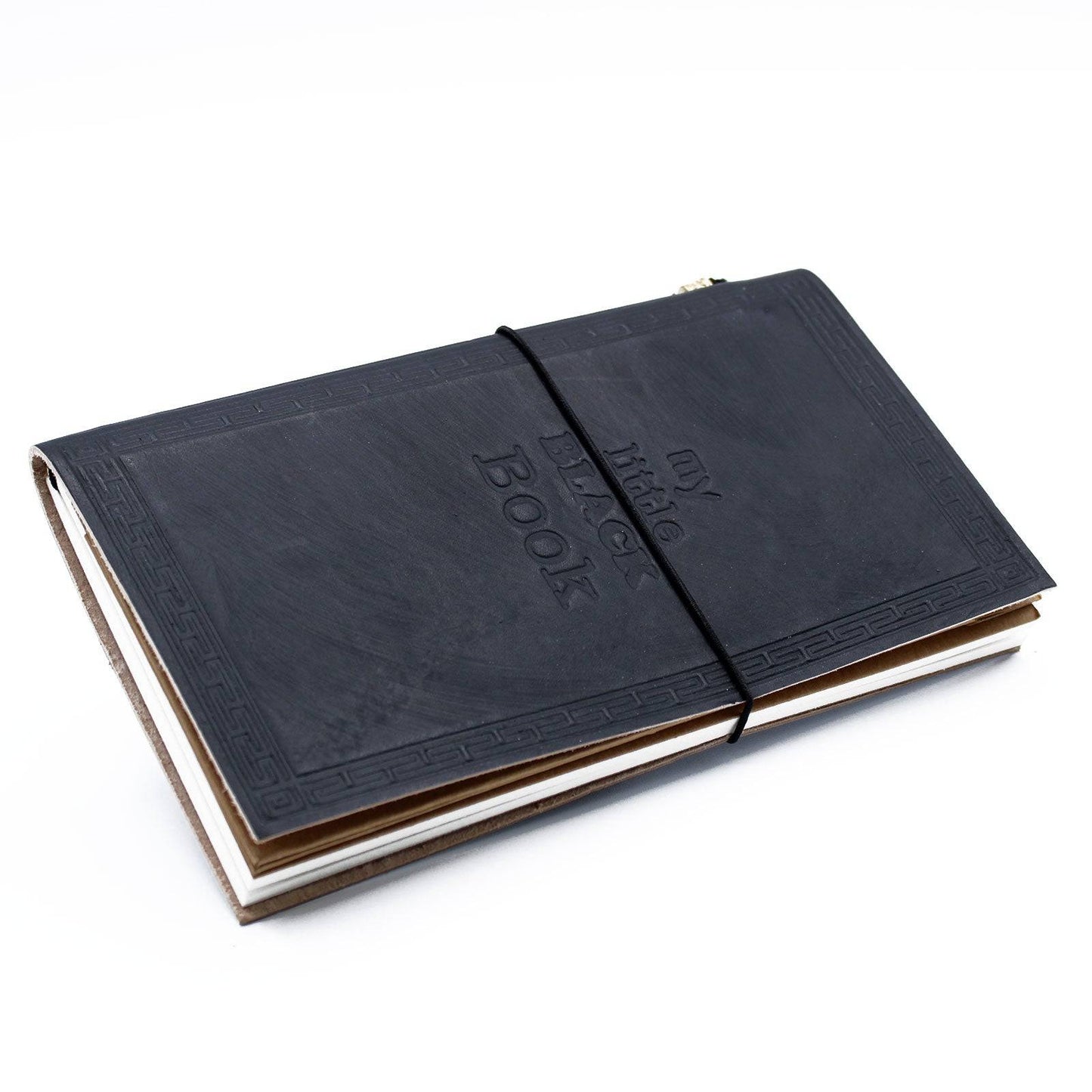 My Little Black Book - Handmade Black Leather Journal - Crystal Nest