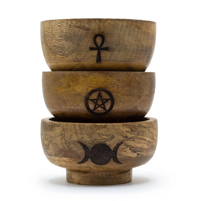 Small Ritual Bowl | Mango Wood Incense Holder & Smudge Bowl - Crystal Nest
