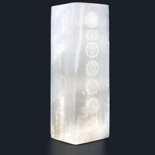 Chakra Selenite Lamp | Energy Balance & Positive Vibes Light | 25cm - Crystal Nest