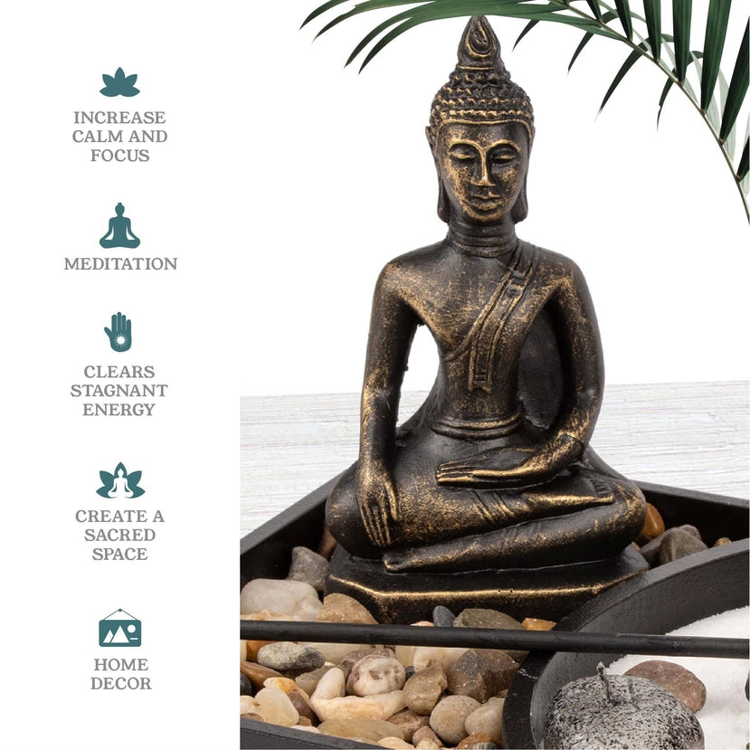 Mini Buddha Zen Garden Kit | Mindfulness & Meditation Gift Set - Crystal Nest