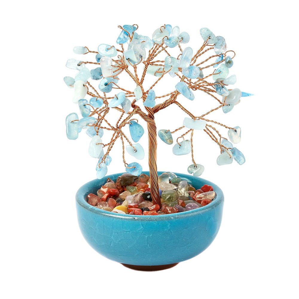 Aquamarine Gemstone Tree in Ceramic Cup - Crystal Nest