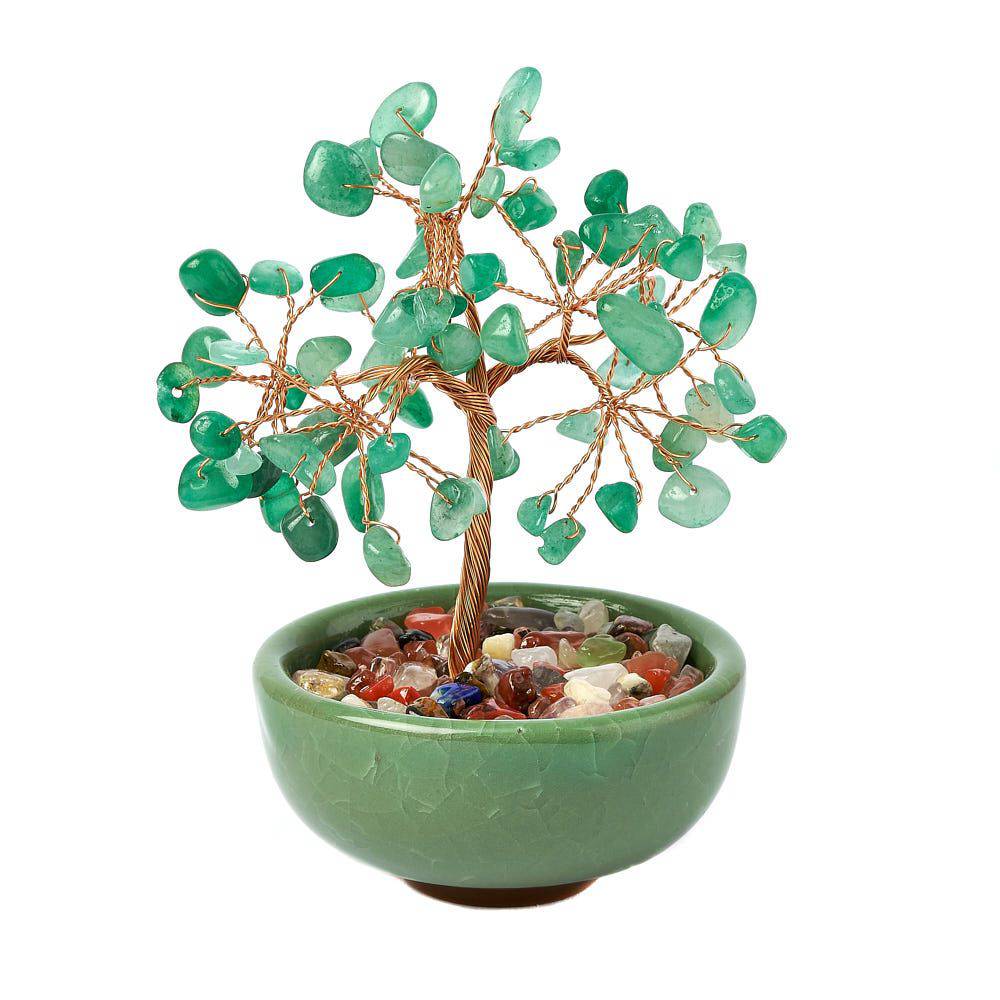 Green Aventurine Gemstone Tree in Ceramic Cup - Crystal Nest