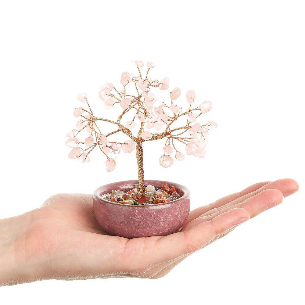 Rose Quartz Gemstone Tree in Ceramic Cup - Crystal Nest