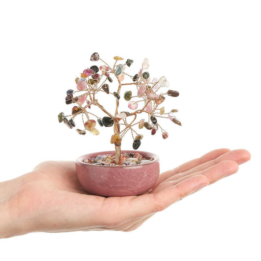Multi-Tourmaline Gemstone Tree in Ceramic Cup - Crystal Nest