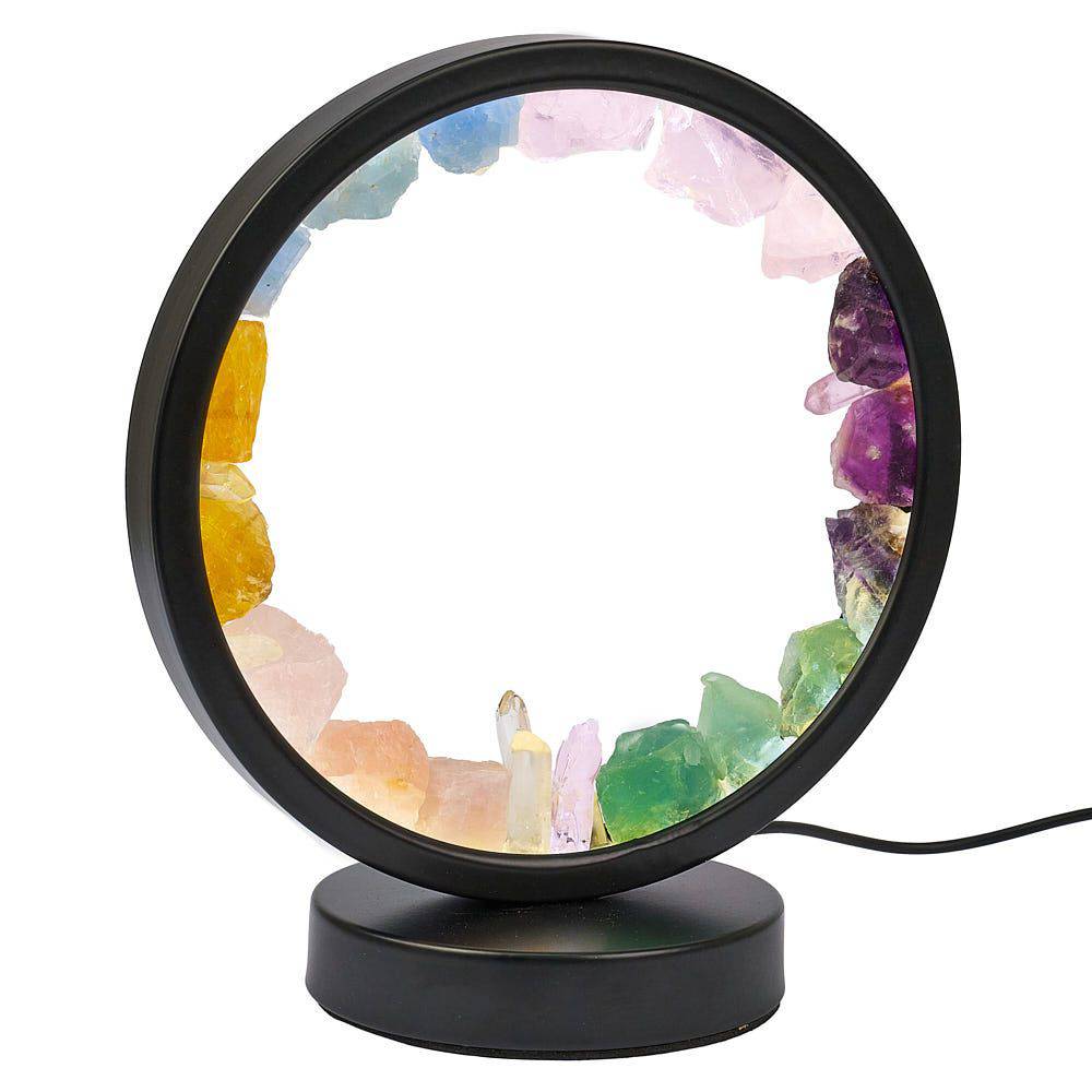 Crystal Aura Round LED Desk Lamp with Adjustable Brightness - Crystal Nest