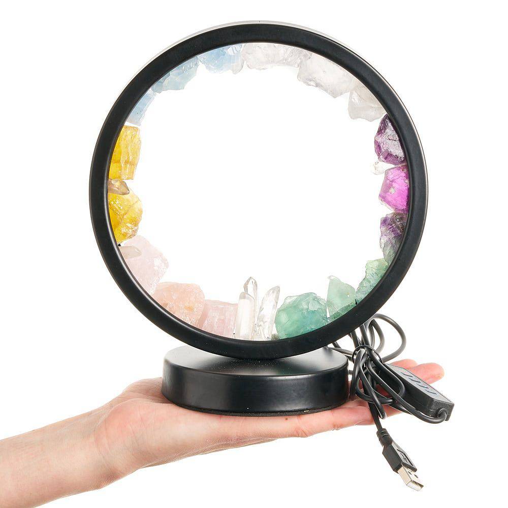 Crystal Aura Round LED Desk Lamp with Adjustable Brightness - Crystal Nest