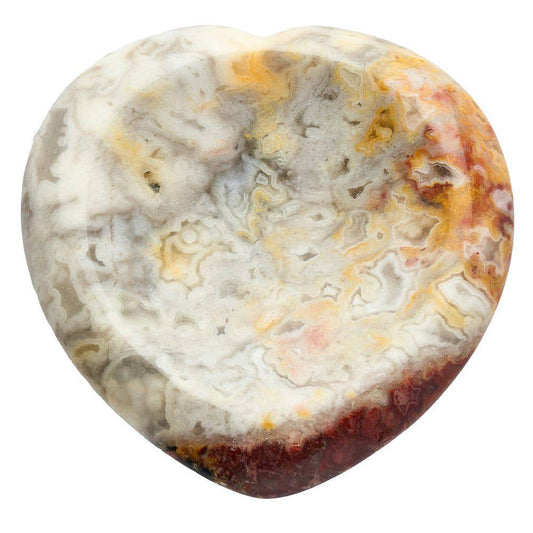Crazy Lace Agate Heart Thumb Stone - Crystal Nest
