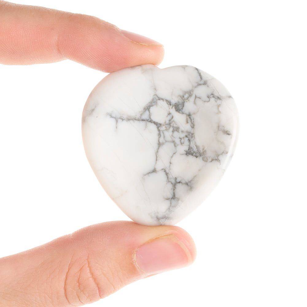 Howlite Heart Thumb Stone - Crystal Nest