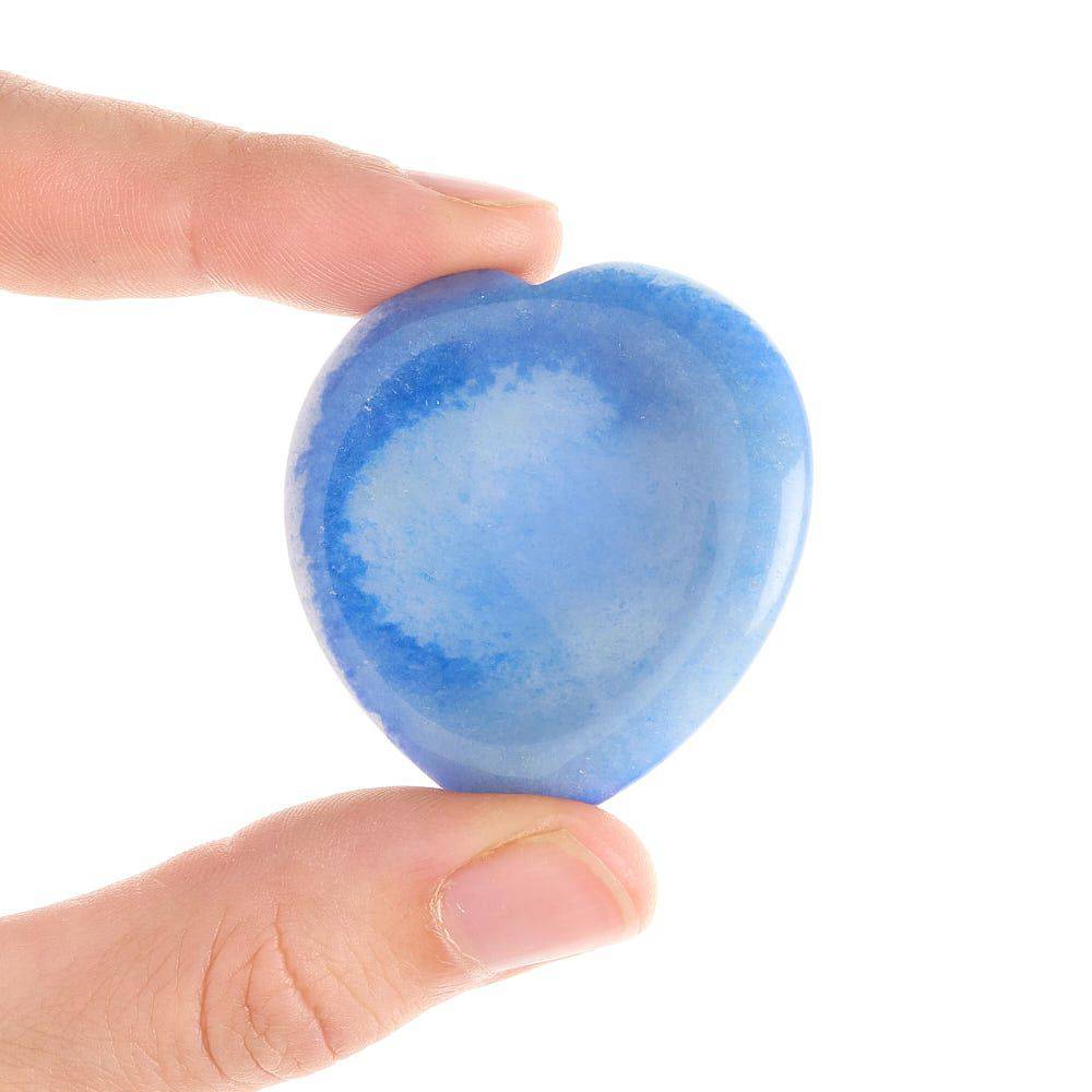 Blue Quartz Heart Thumb Stone - Crystal Nest