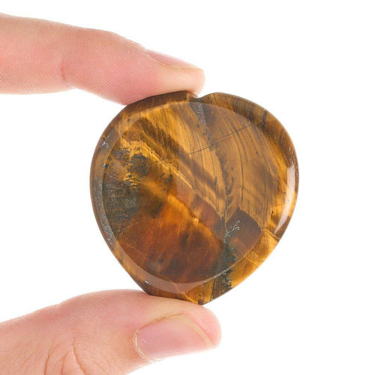 Golden Tiger Eye Heart Thumb Stone - Crystal Nest