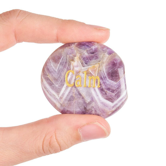 Dream Amethyst Worry Stone “Calm” | Anxiety Relief Crystal & Smooth Thumb Stone - Crystal Nest