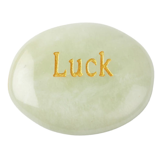 New Jade Worry Stone “Luck” | Positivity & Good Fortune Crystal