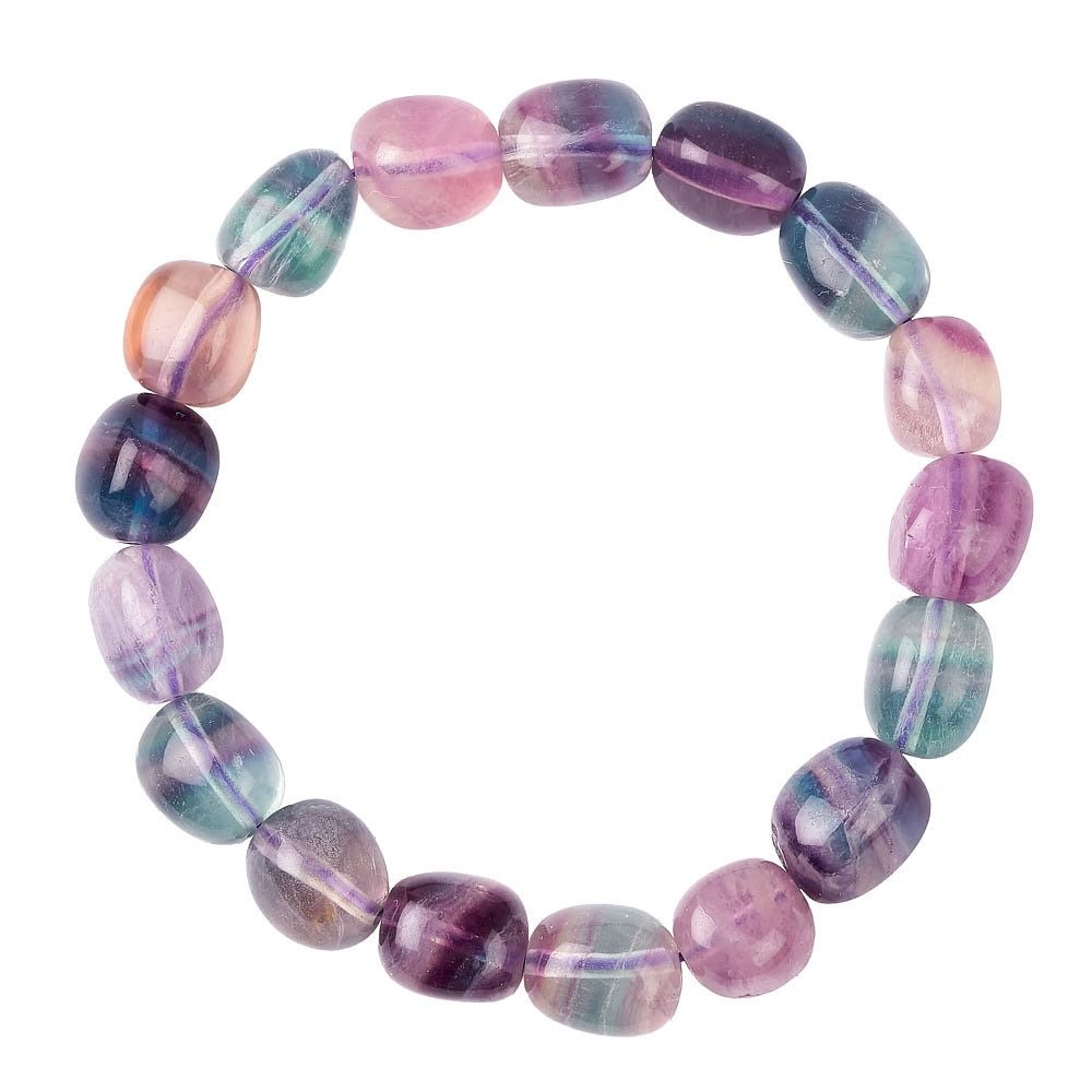Rainbow Fluorite Tumblestone Bracelet - Crystal Nest