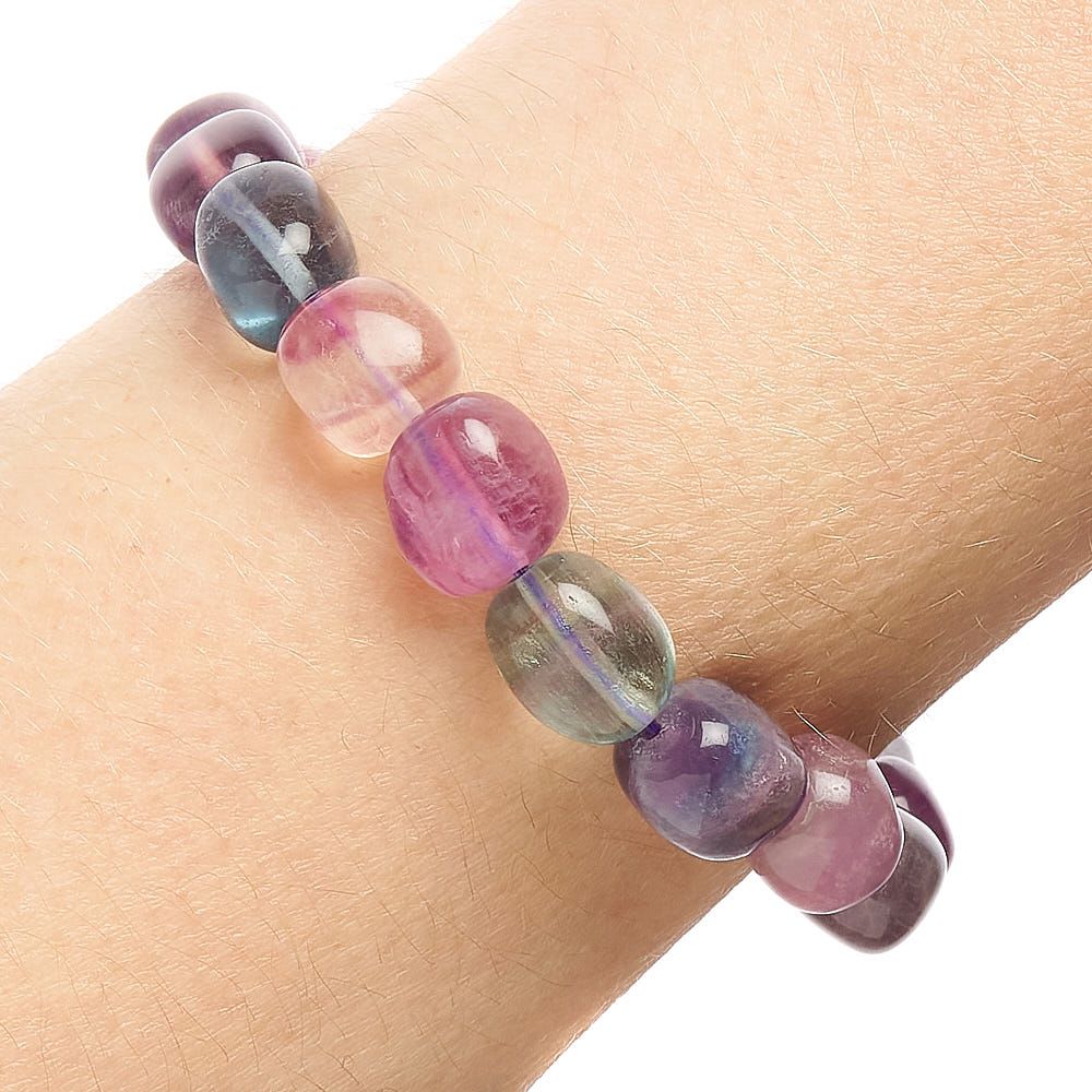 Rainbow Fluorite Tumblestone Bracelet - Crystal Nest