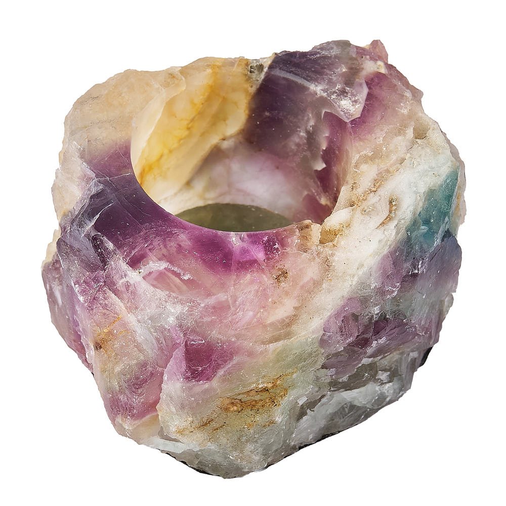Rainbow Fluorite Tealight Holder | Calm & Focus - Crystal Nest