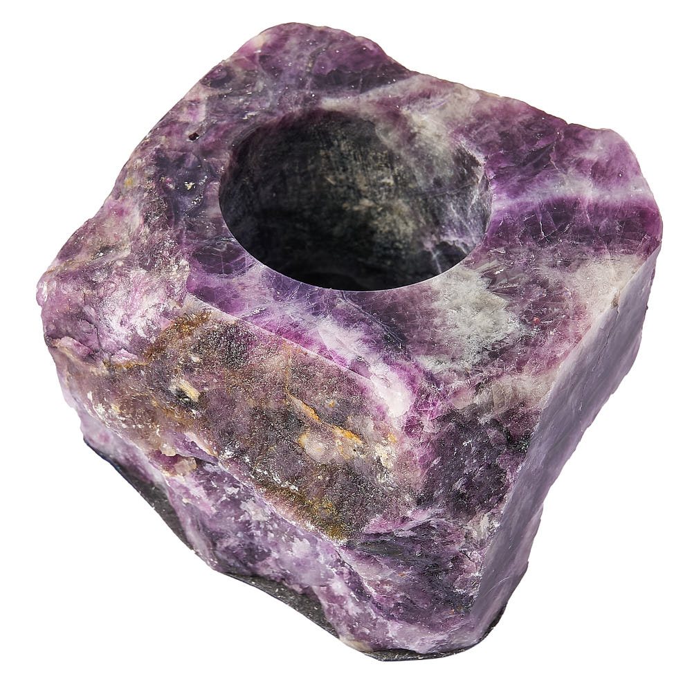Rainbow Fluorite Tealight Holder | Calm & Focus - Crystal Nest