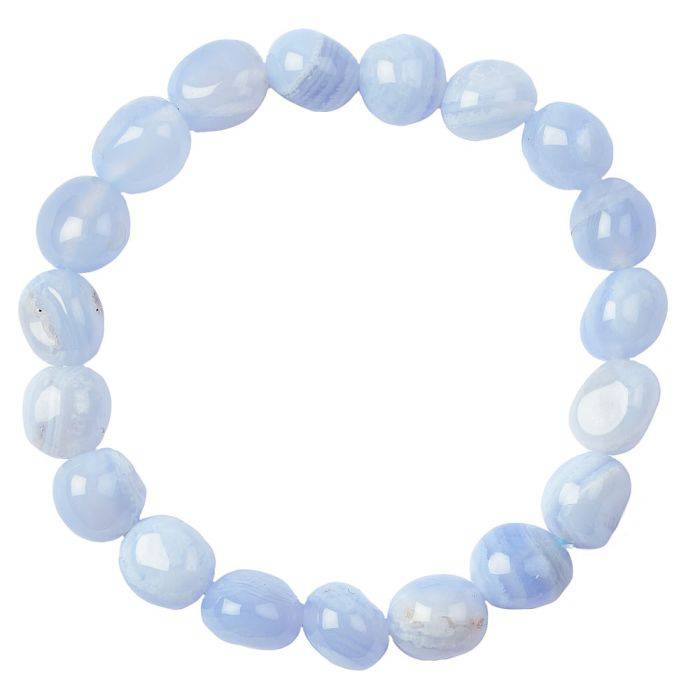 Blue Lace Agate Tumblestone Bracelet - Crystal Nest
