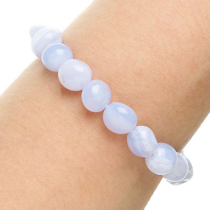 Blue Lace Agate Tumblestone Bracelet - Crystal Nest