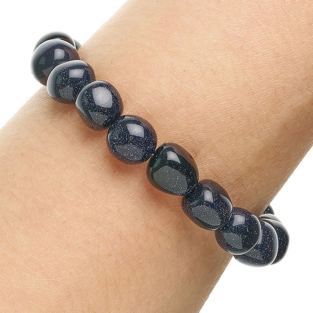Blue Goldstone Tumblestone Bracelet - Crystal Nest