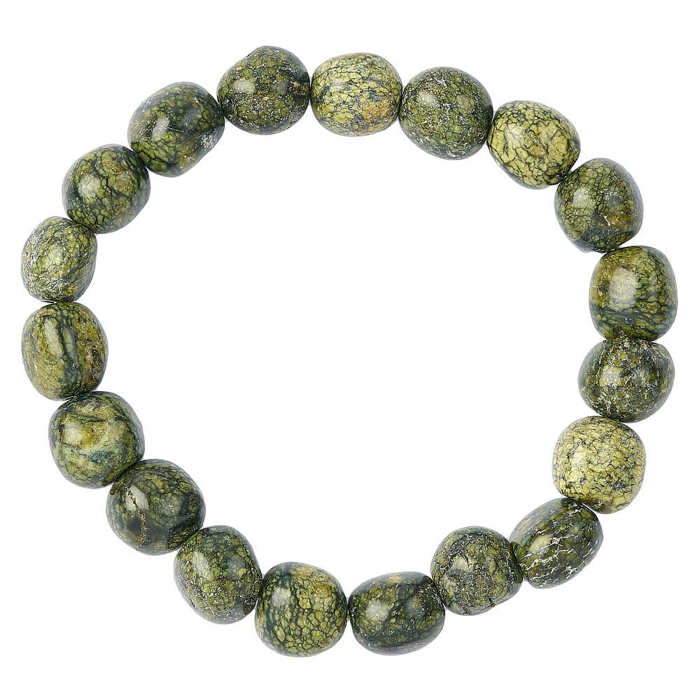 Green Snakeskin Jasper Tumblestone Bracelet - Crystal Nest