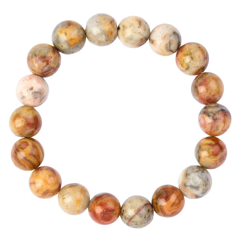 Crazy Lace Agate Bead Bracelet - Crystal Nest